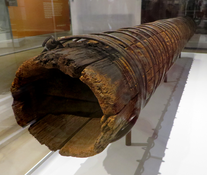 Water was carried from the L.A. River through zanjas (ditches), and from there it was conveyed directly into homes and businesses through wooden pipes like this one from the 1860s, on display at the L.A. County Natural History Museum. The water wasn't particularly sanitary.
